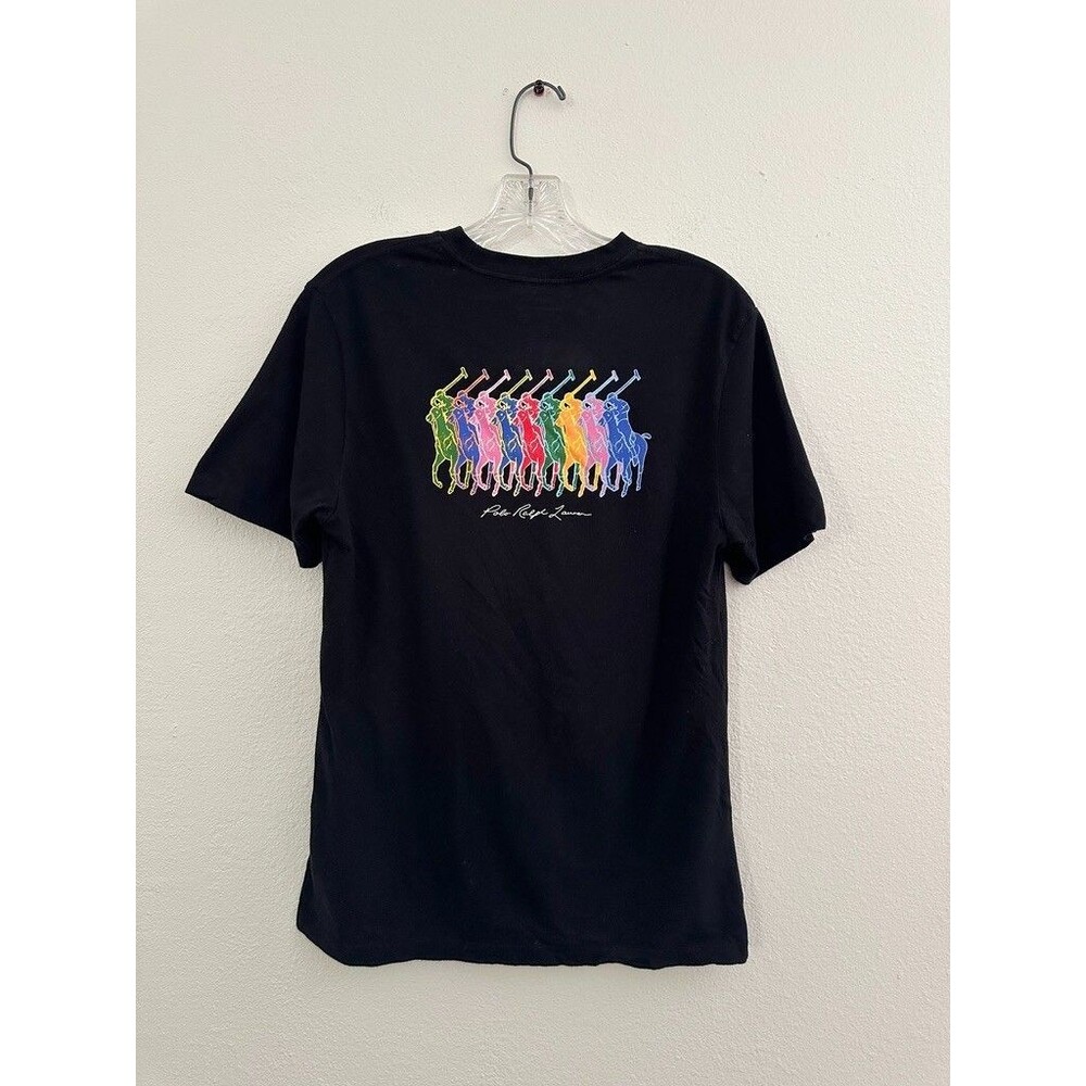 Polo Ralph Lauren Colorful Pony Logo Crewneck T-Shirt Black Cotton Boys 14-16